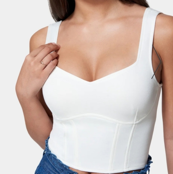 bebe Tops - Bebe CROPPED SCUBA CORSET TOP NWT size Large